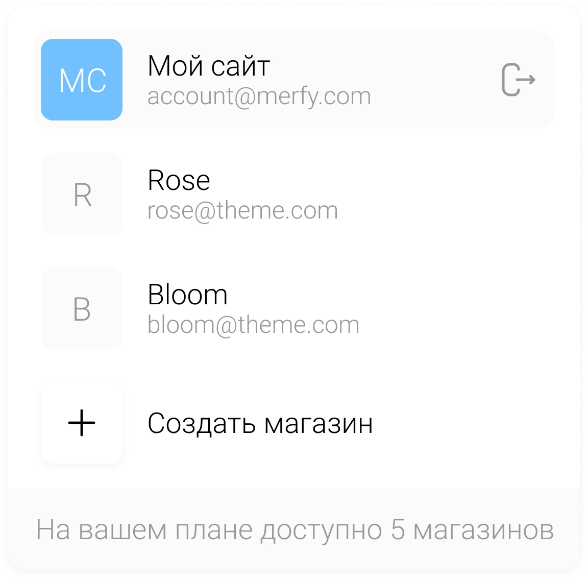 Список магазинов